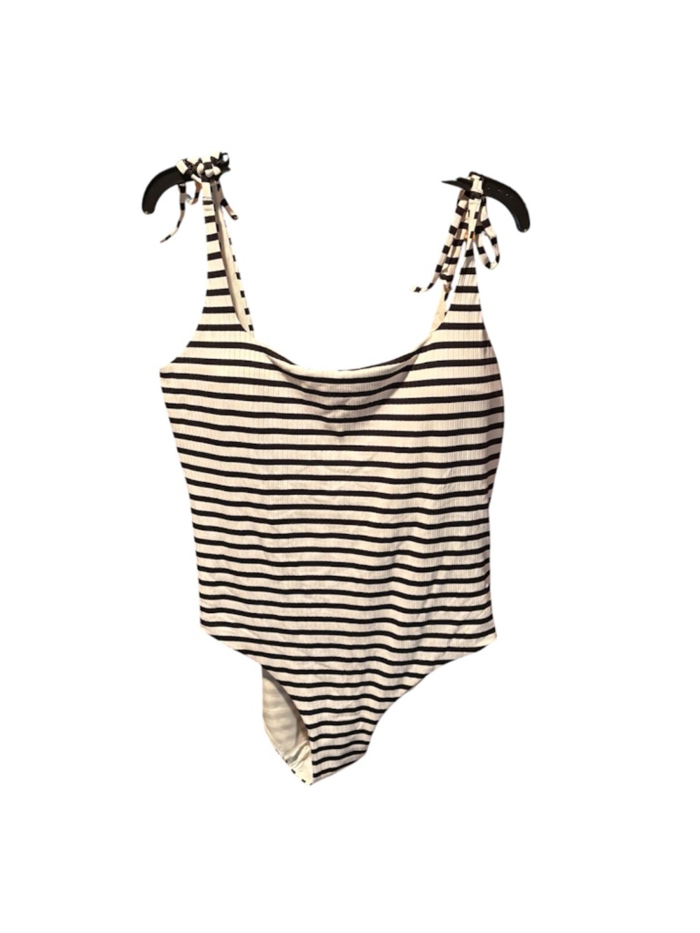 & Other Stories Ribbed Striped One Piece Swimsuit White and Black Size 12 NWT